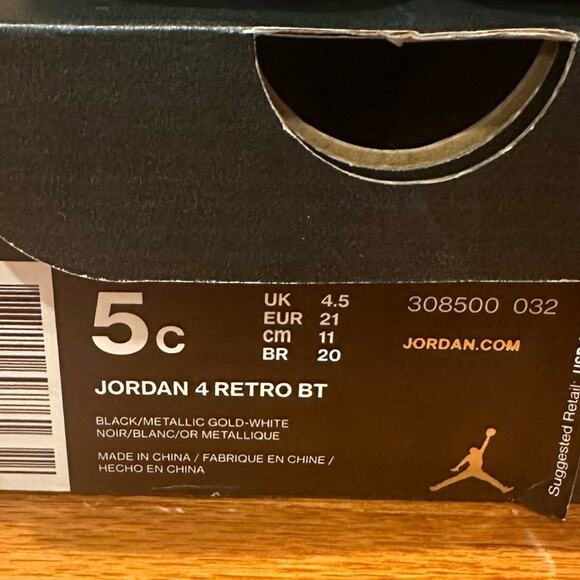 Jordan 4 Retro Sneakers sz 5c Black on Black Retro 4 Sneakers toddler sz 5 - Picture 3 of 9